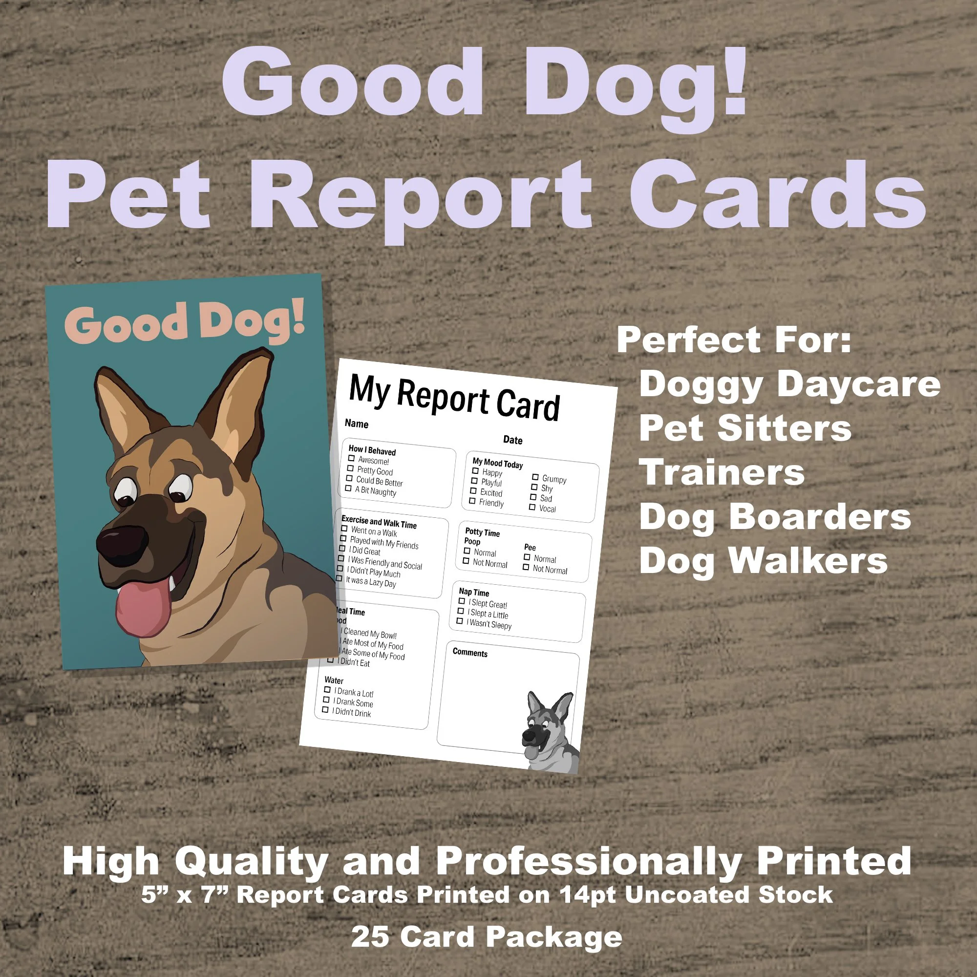 Pet Report Card, Dog Boarding Report Card, Pet Sitter Form and Dog